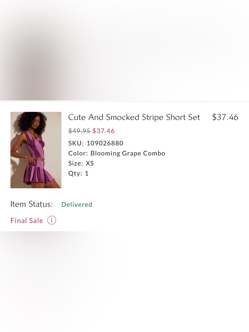 Free People Purple Tie-Shoulder Smocked Tank Set - Picture 3 of 4